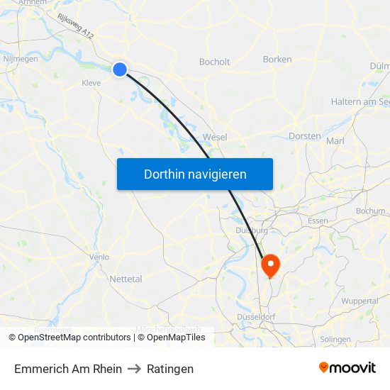 Emmerich Am Rhein to Ratingen map