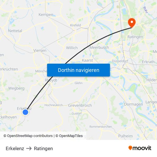 Erkelenz to Ratingen map