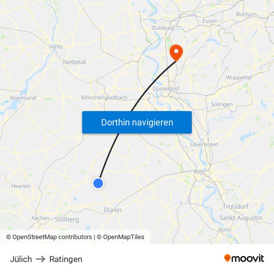 Jülich to Ratingen map