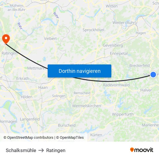 Schalksmühle to Ratingen map