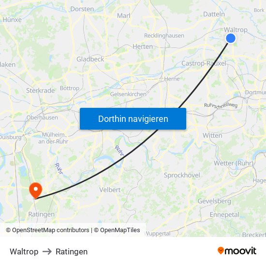 Waltrop to Ratingen map