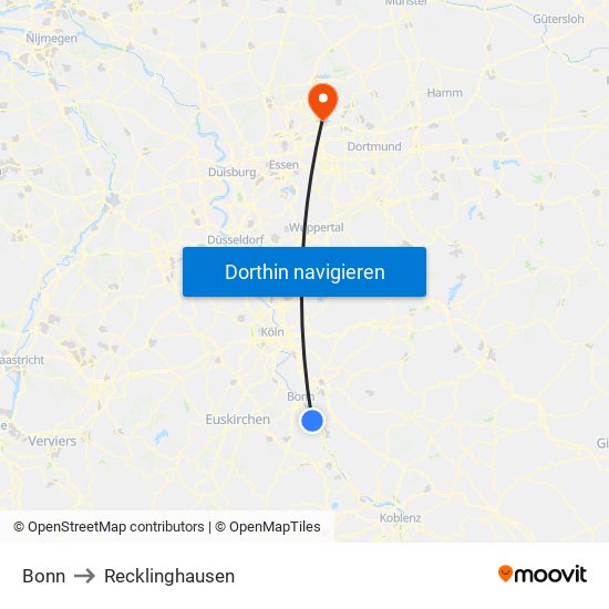 Bonn to Recklinghausen map