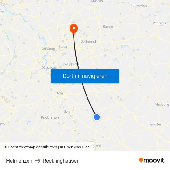 Helmenzen to Recklinghausen map