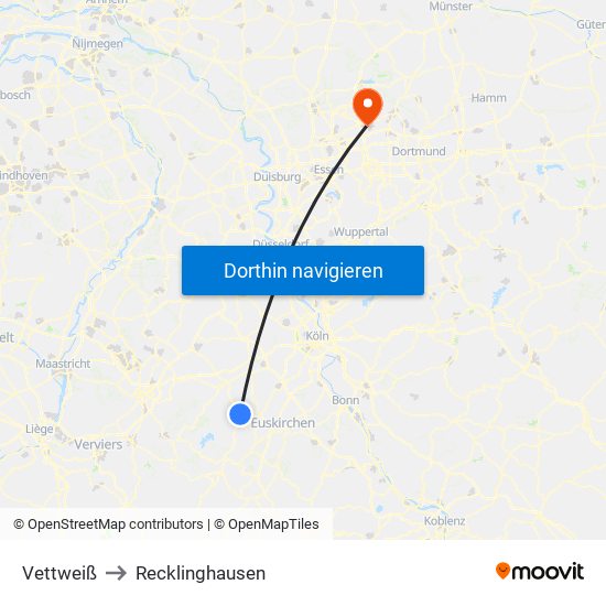 Vettweiß to Recklinghausen map