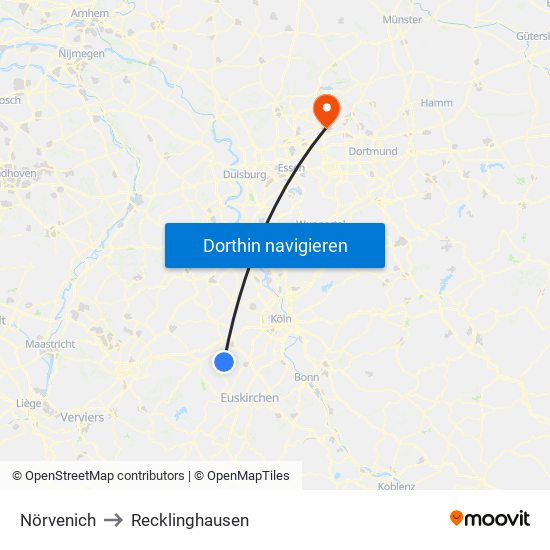 Nörvenich to Recklinghausen map