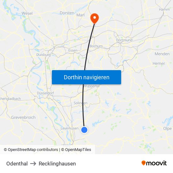 Odenthal to Recklinghausen map