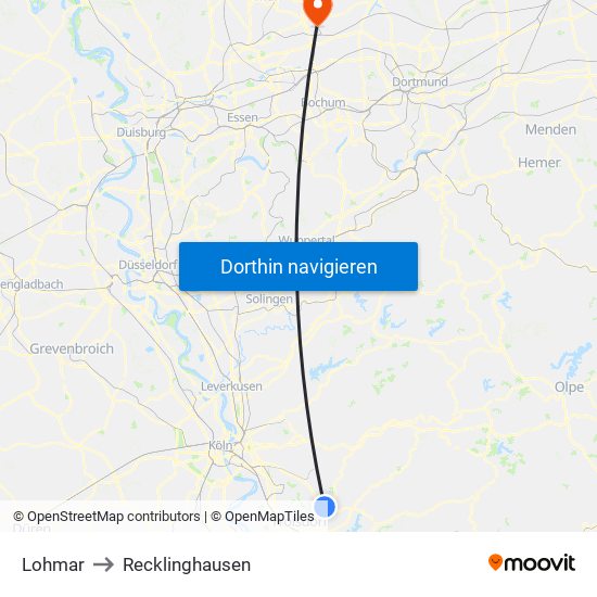 Lohmar to Recklinghausen map