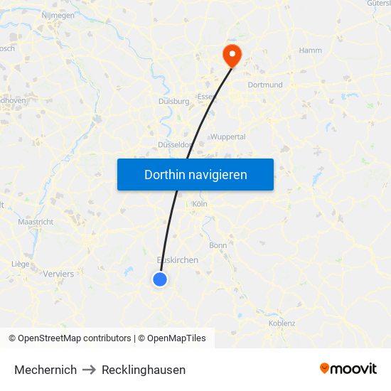 Mechernich to Recklinghausen map