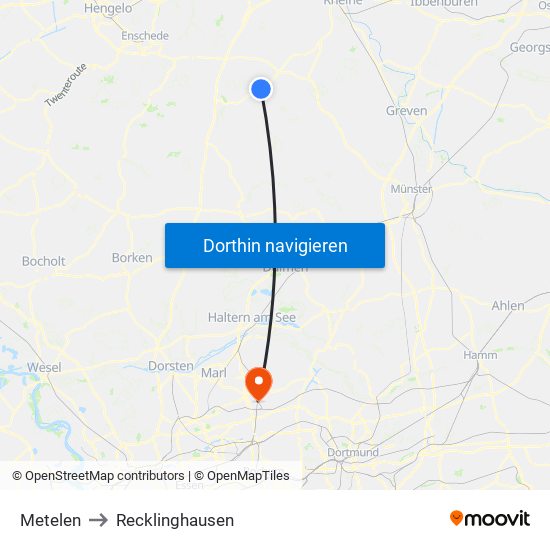 Metelen to Recklinghausen map