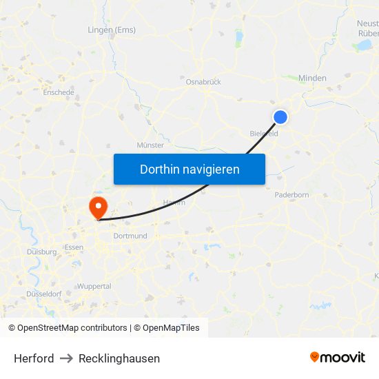 Herford to Recklinghausen map