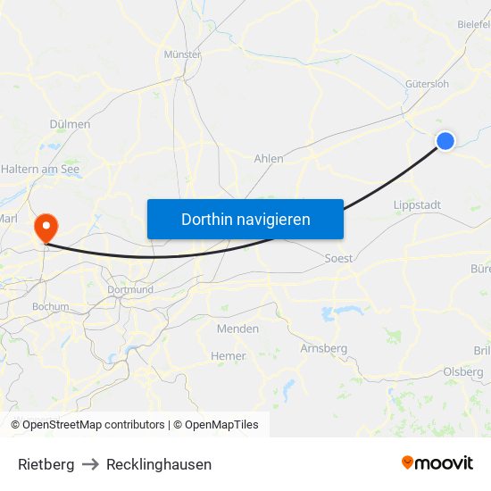 Rietberg to Recklinghausen map