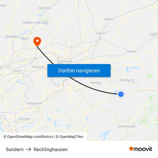 Sundern to Recklinghausen map
