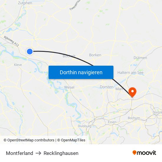 Montferland to Recklinghausen map