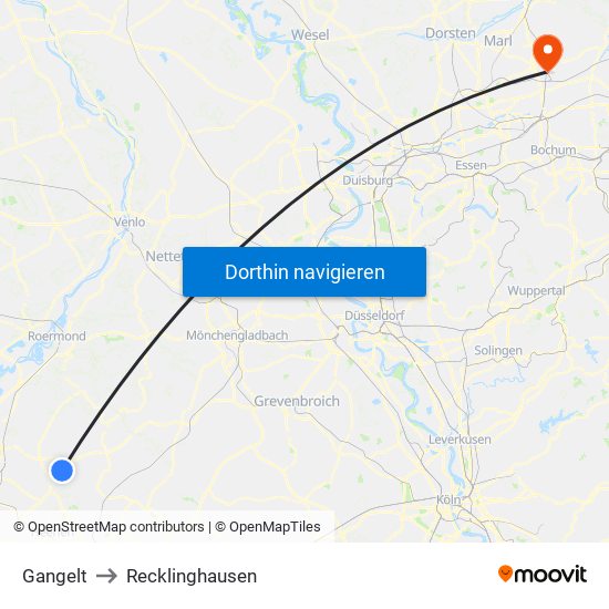 Gangelt to Recklinghausen map