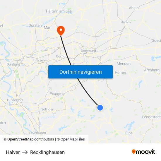 Halver to Recklinghausen map