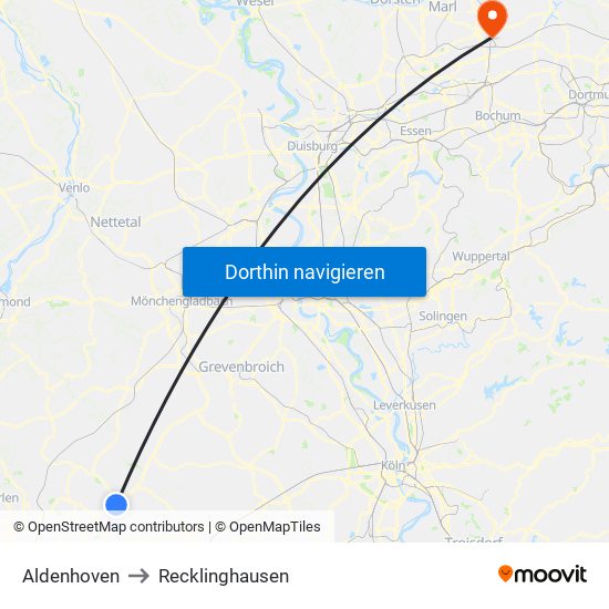 Aldenhoven to Recklinghausen map