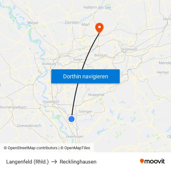 Langenfeld (Rhld.) to Recklinghausen map