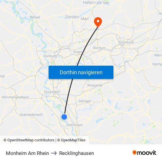 Monheim Am Rhein to Recklinghausen map