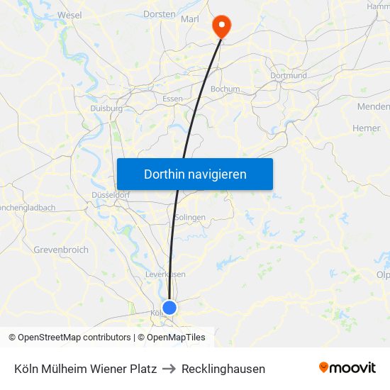 Köln Mülheim Wiener Platz to Recklinghausen map