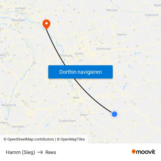 Hamm (Sieg) to Rees map