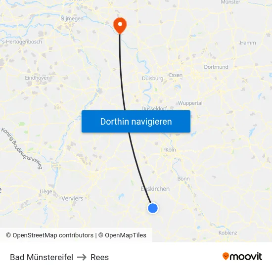 Bad Münstereifel to Rees map