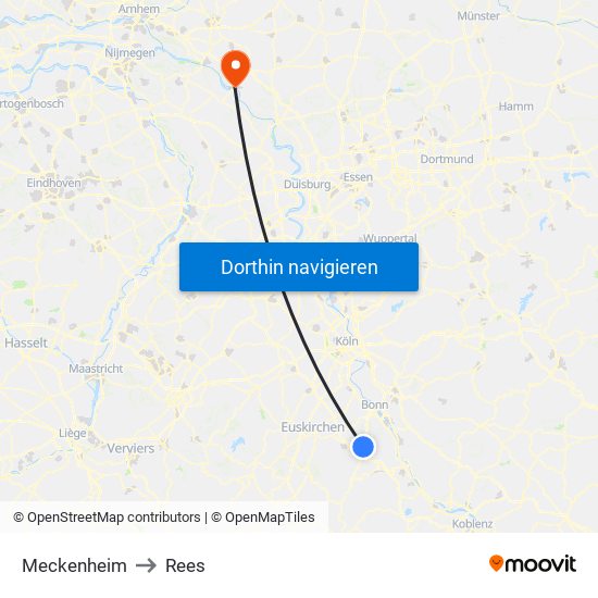 Meckenheim to Rees map