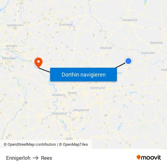 Ennigerloh to Rees map