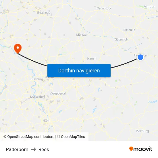Paderborn to Rees map