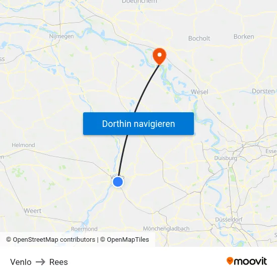 Venlo to Rees map