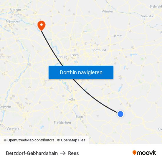 Betzdorf-Gebhardshain to Rees map