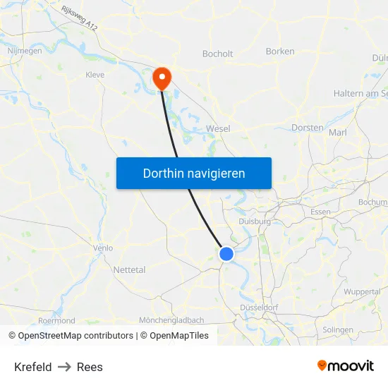 Krefeld to Rees map