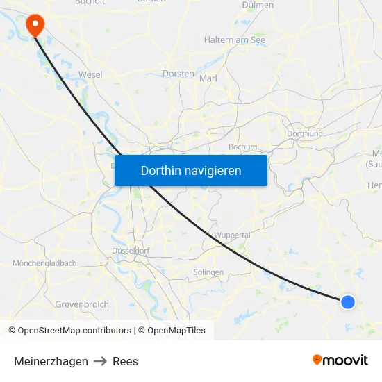 Meinerzhagen to Rees map
