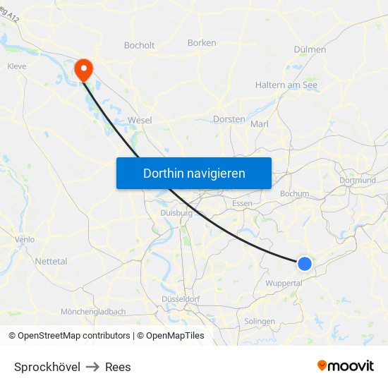 Sprockhövel to Rees map