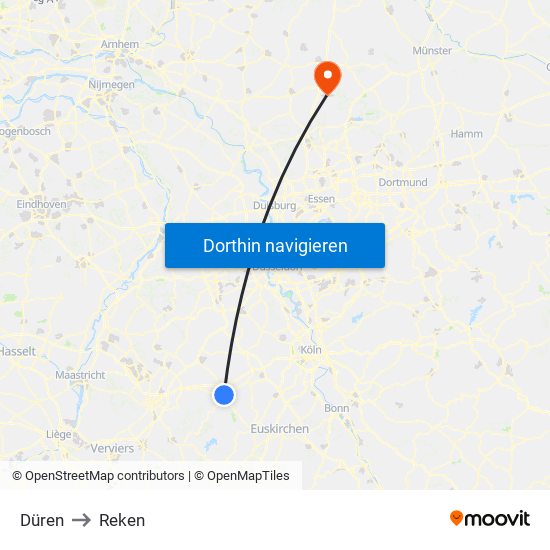 Düren to Reken map