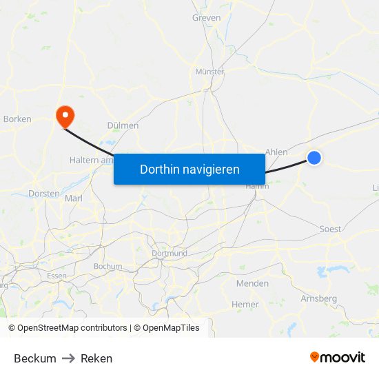 Beckum to Reken map