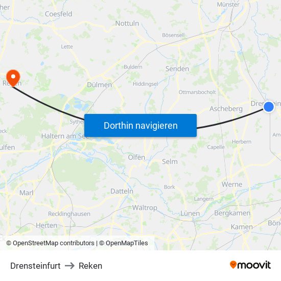Drensteinfurt to Reken map