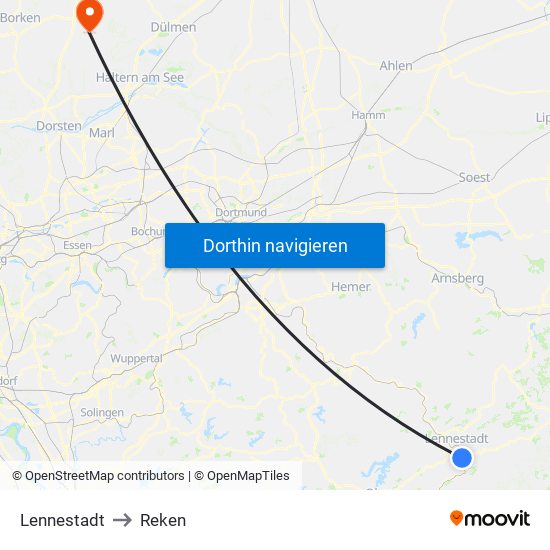 Lennestadt to Reken map
