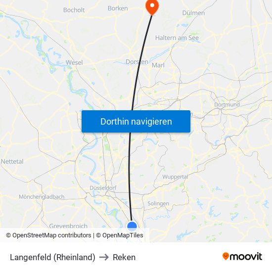 Langenfeld (Rheinland) to Reken map