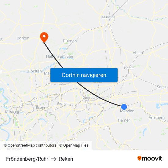 Fröndenberg/Ruhr to Reken map