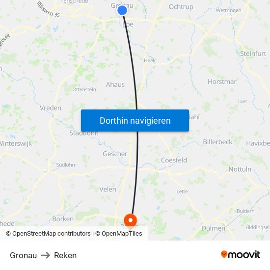 Gronau to Reken map