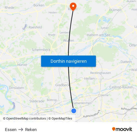 Essen to Reken map