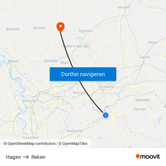 Hagen to Reken map