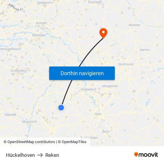 Hückelhoven to Reken map