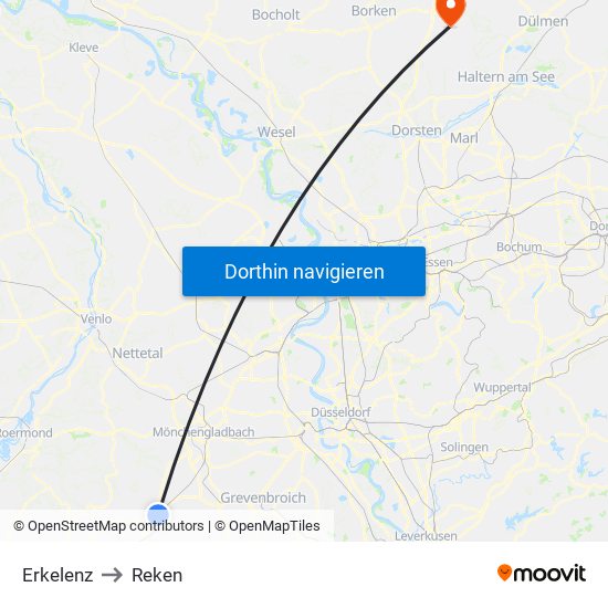 Erkelenz to Reken map