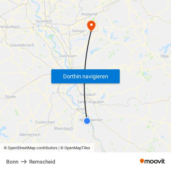 Bonn to Remscheid map