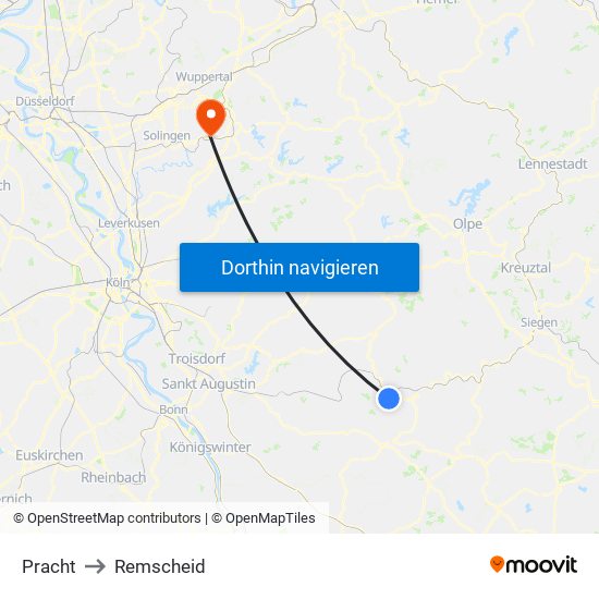 Pracht to Remscheid map