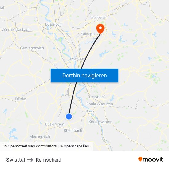 Swisttal to Remscheid map