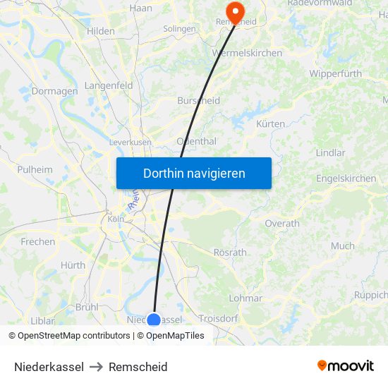 Niederkassel to Remscheid map