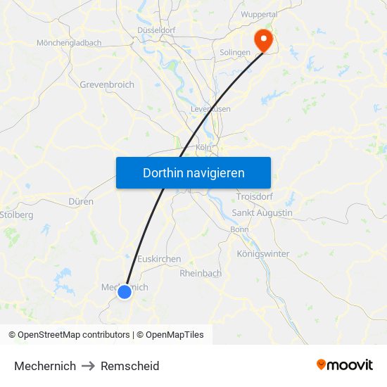 Mechernich to Remscheid map