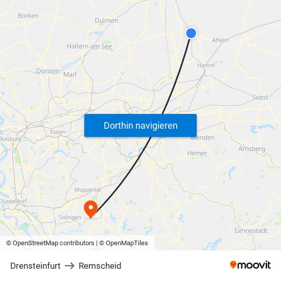 Drensteinfurt to Remscheid map